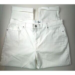 Ann Taylor Loft The Girlfriend White Denim Jeans Size 18 / 34 NEW